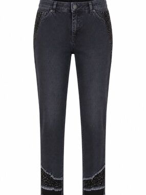 M134 - Joseph Ribkoff blue jeans, rhinstones and frayed hem